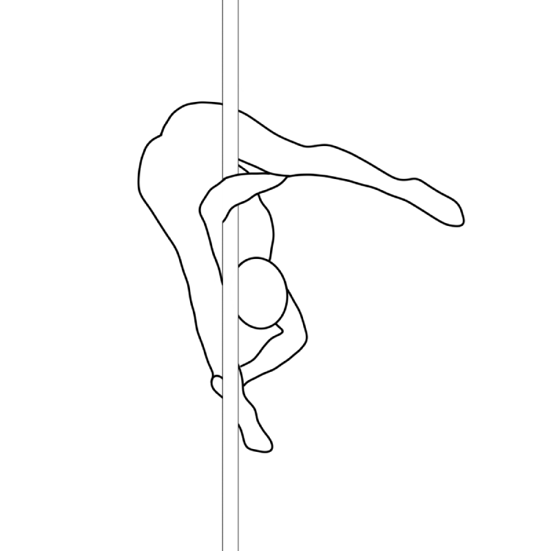 Illustration of the pole dance move A Frame