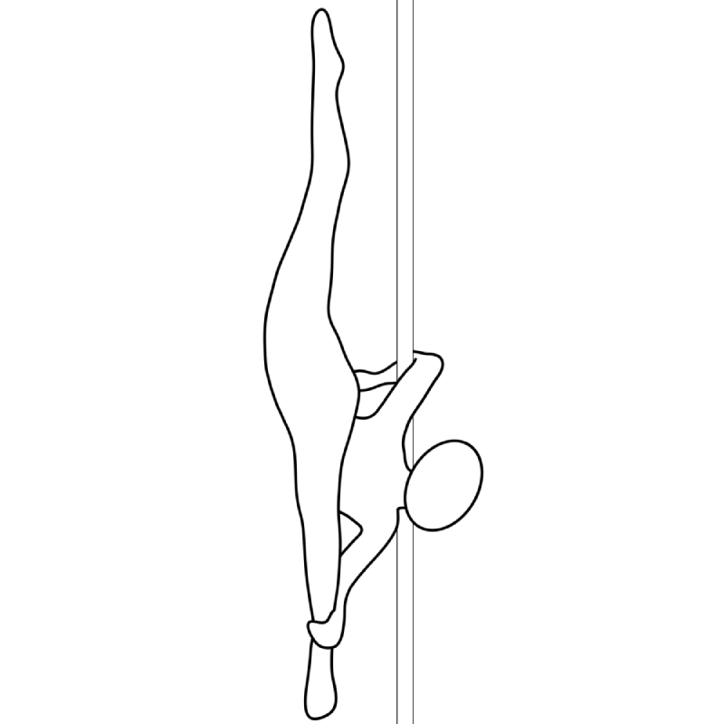 Illustration of the pole dance move Back Elbow Vertical Split