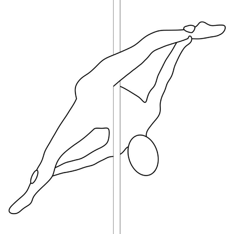 Illustration of the pole dance move Black Sun Split