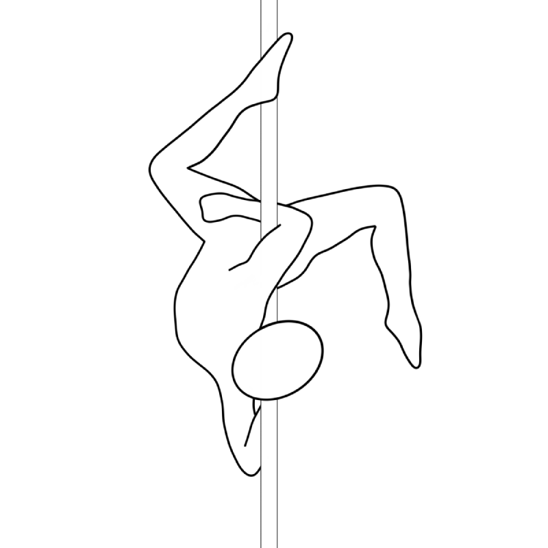 Illustration of the pole dance move Broken Pegasus