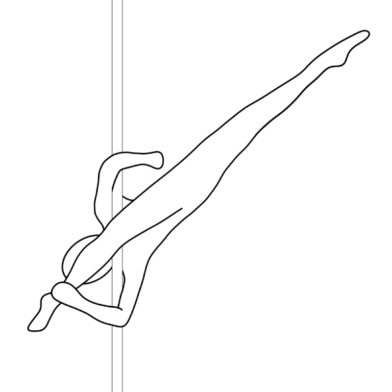 Illustration of the pole dance move Broken Split