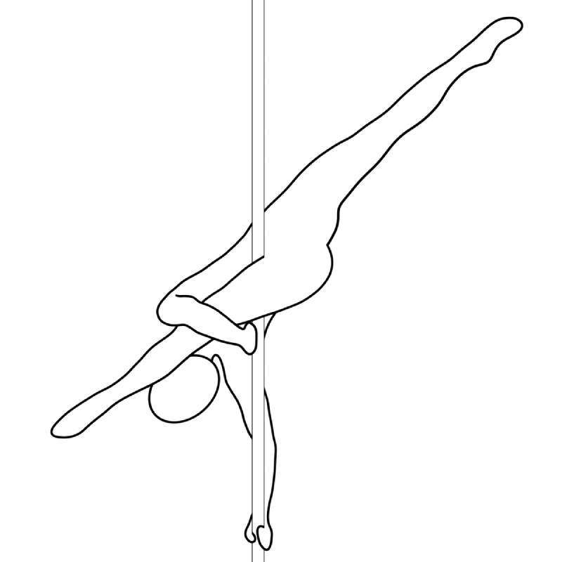 Illustration of the pole dance move Bunny Split