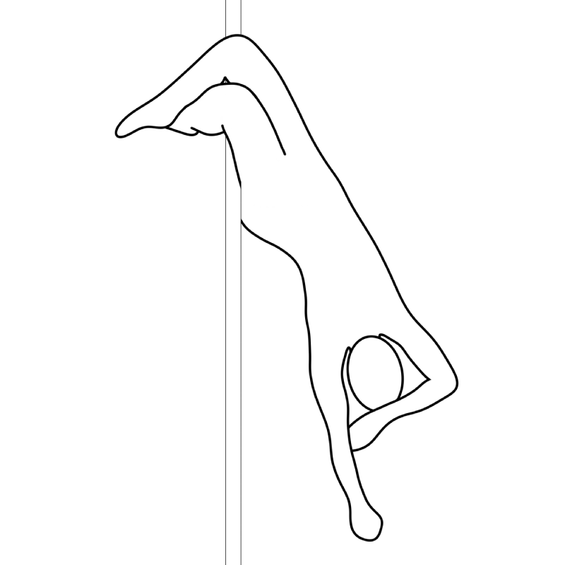 Illustration of the pole dance move Double Knee Hang