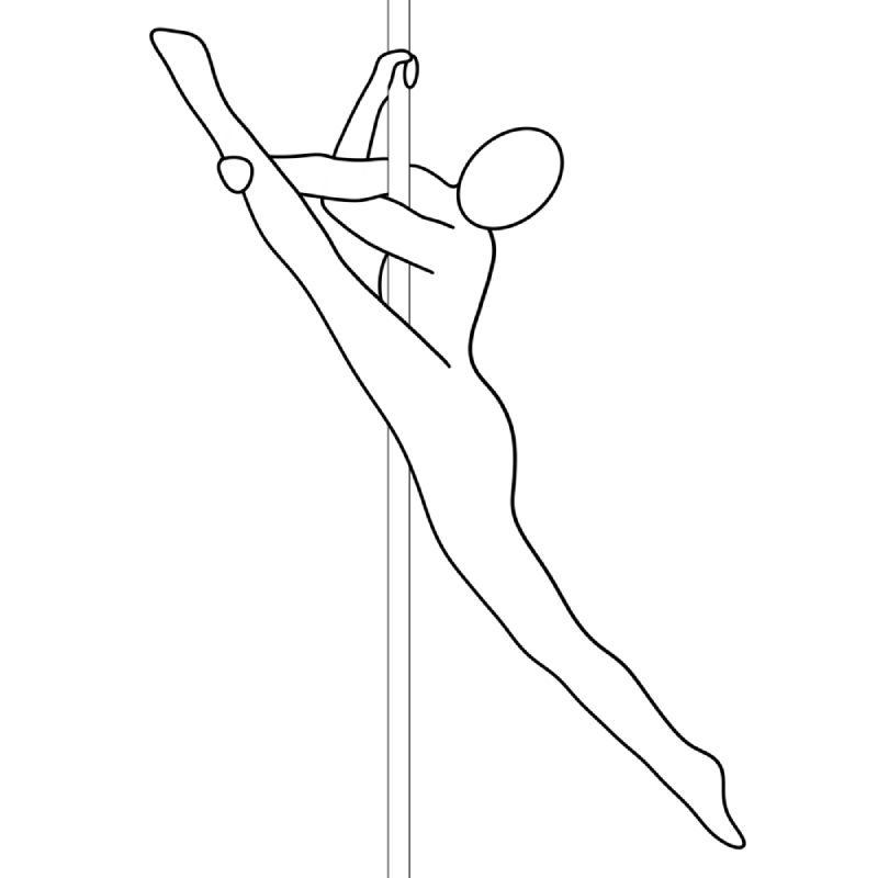 Illustration of the pole dance move Elephant Split