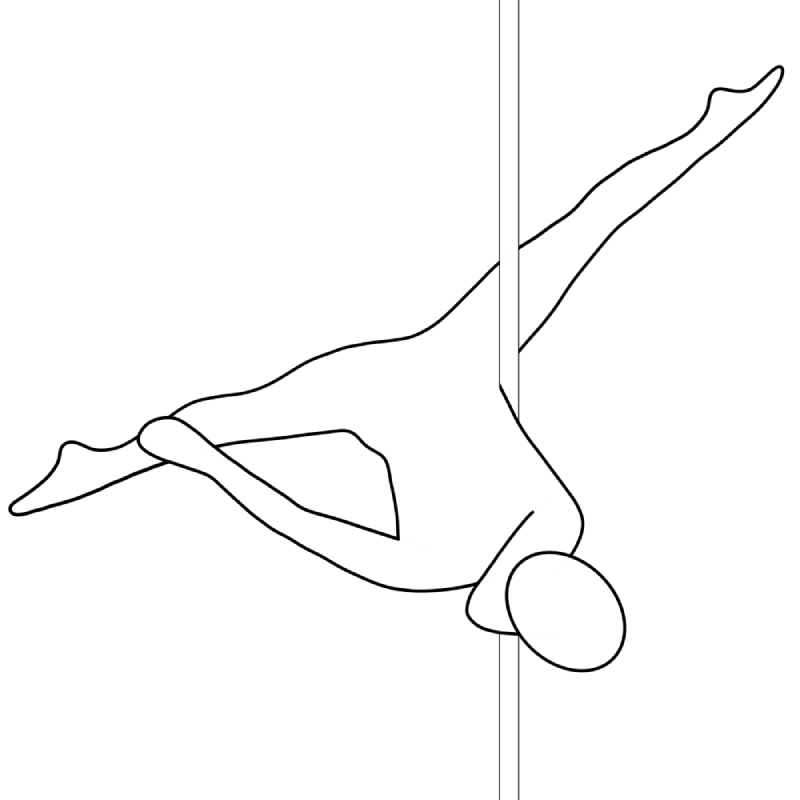 Illustration of the pole dance move Fall Moon Split