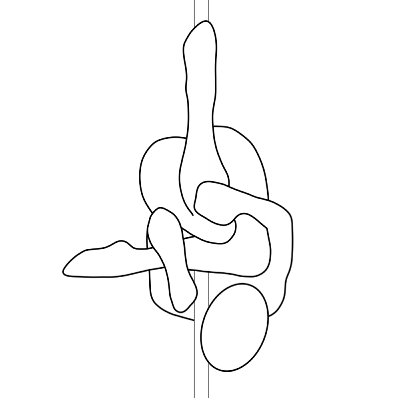 Illustration of the pole dance move Inverted Pentacle