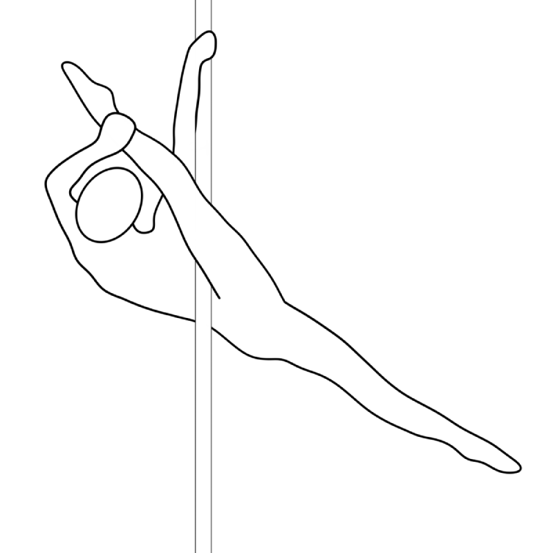 Illustration of the pole dance move Meathook Split