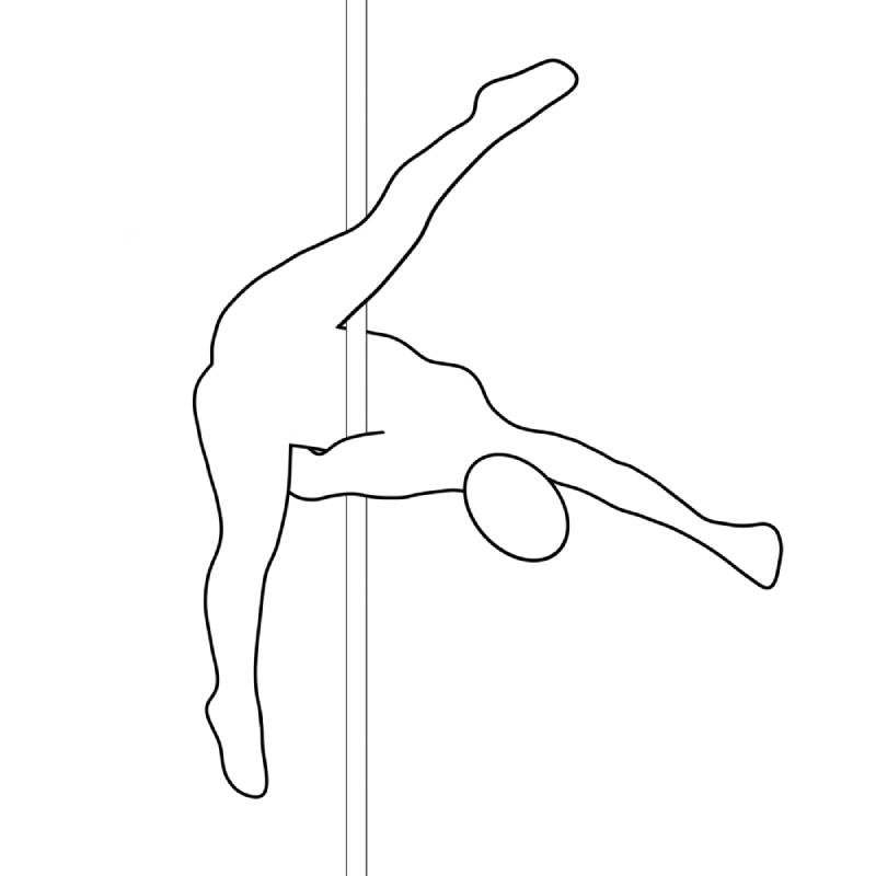 Illustration of the pole dance move Meathook Straddle