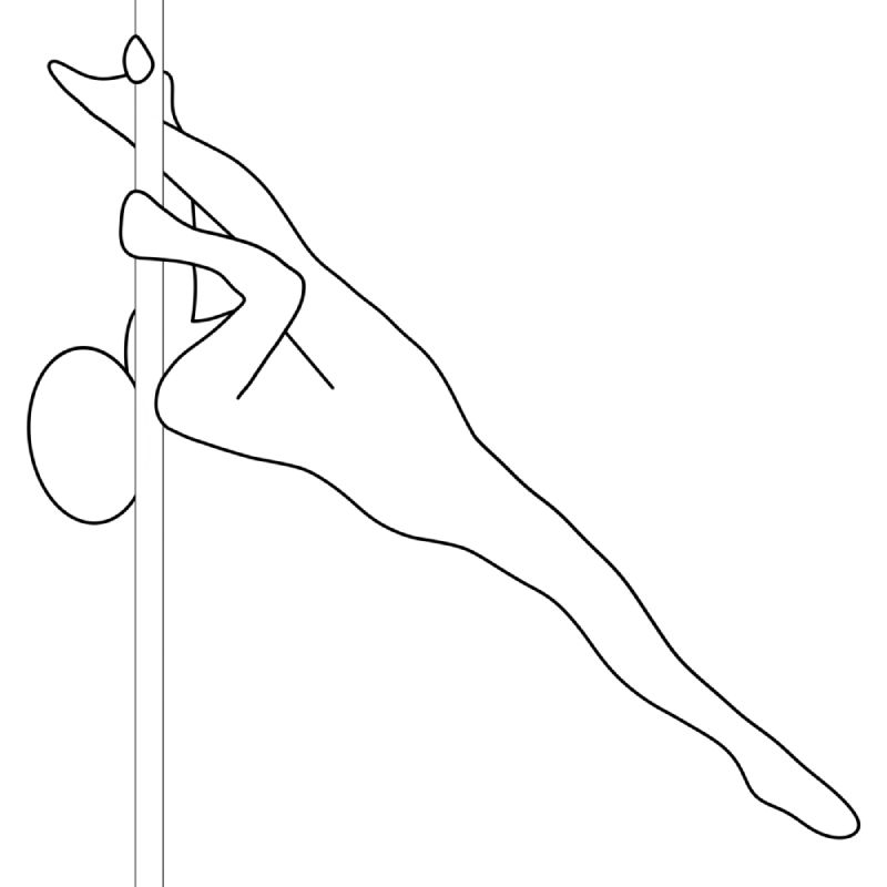 Illustration of the pole dance move Shoulder Mount Trapped Split