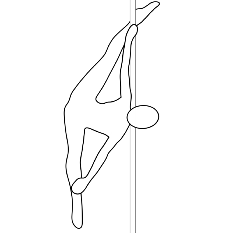Illustration of the pole dance move Swoosh Split